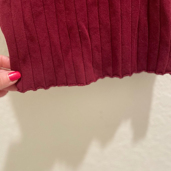 Off-Shoulder Maroon Burgundy Long Sleeve Sweater Dress XS - Picture 5 of 9